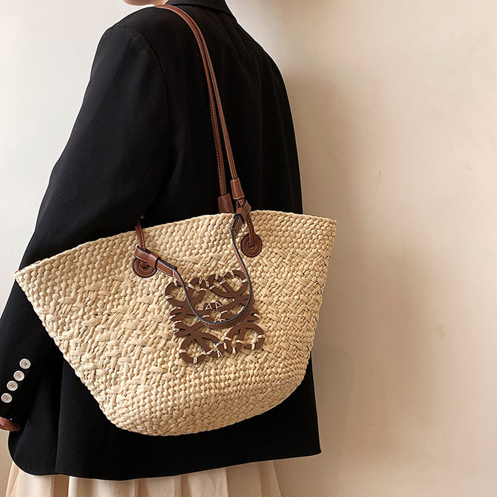 Straw Casual Woven Holiday Tote Bag Ladies Niche