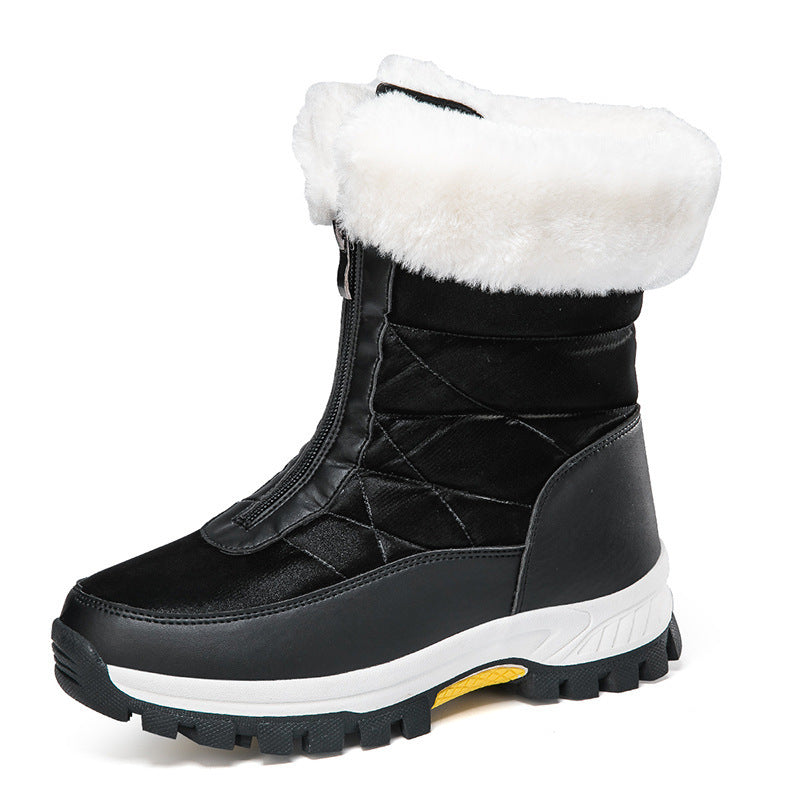 Botas de nieve para mujer, ligeras, con plataforma y cremallera, para el invierno, para mantener el calor, de felpa, para exteriores, de caña alta y gruesa, además de terciopelo