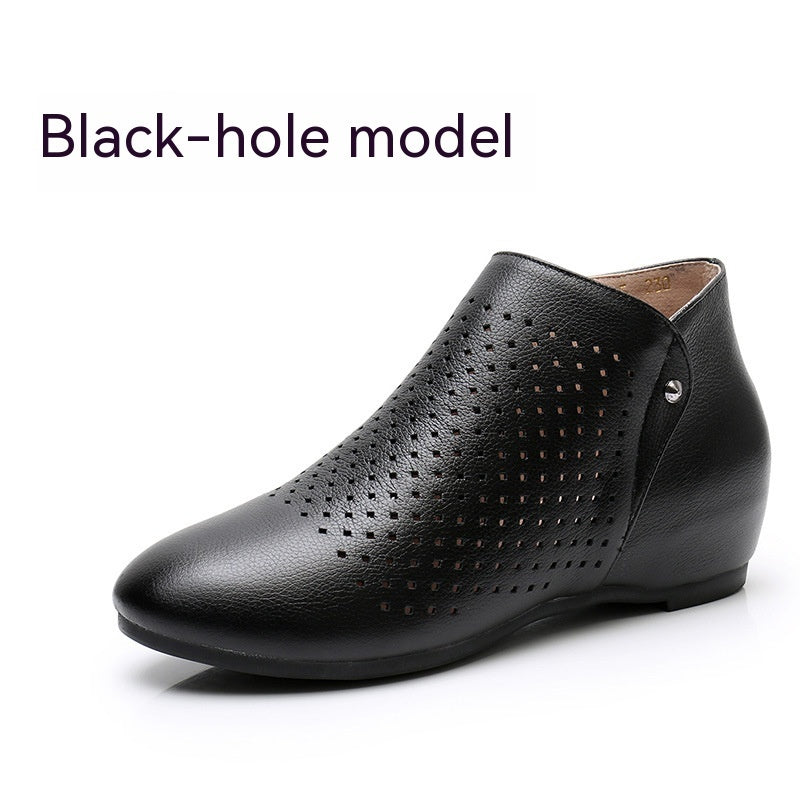 Genuine Leather Deep Mouth Flat Shoes Women