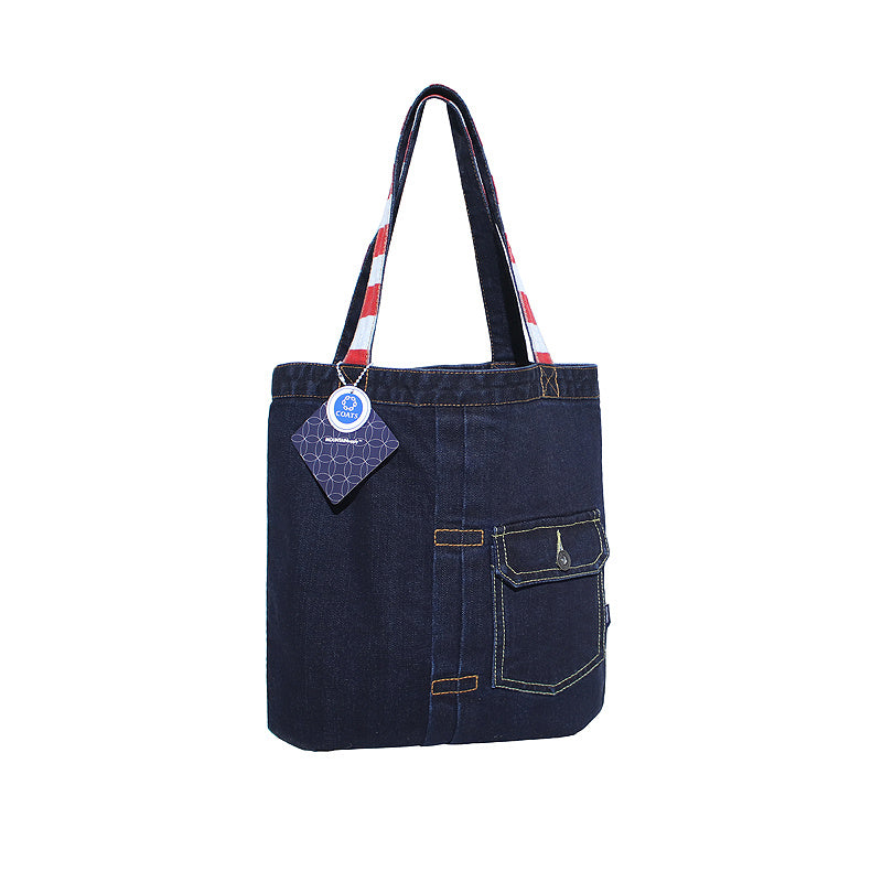 Bolso de mano para hombre con textura de mezclilla lavada