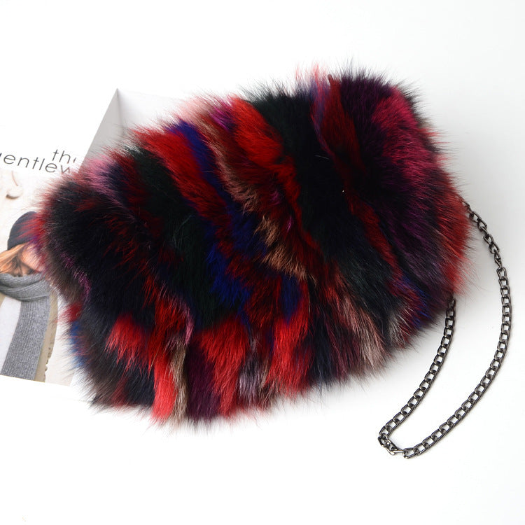 Fashion Fox Fur Warm Hand Warm Fox Fur Fur Women's Shoulder Chain Crossbody Bag