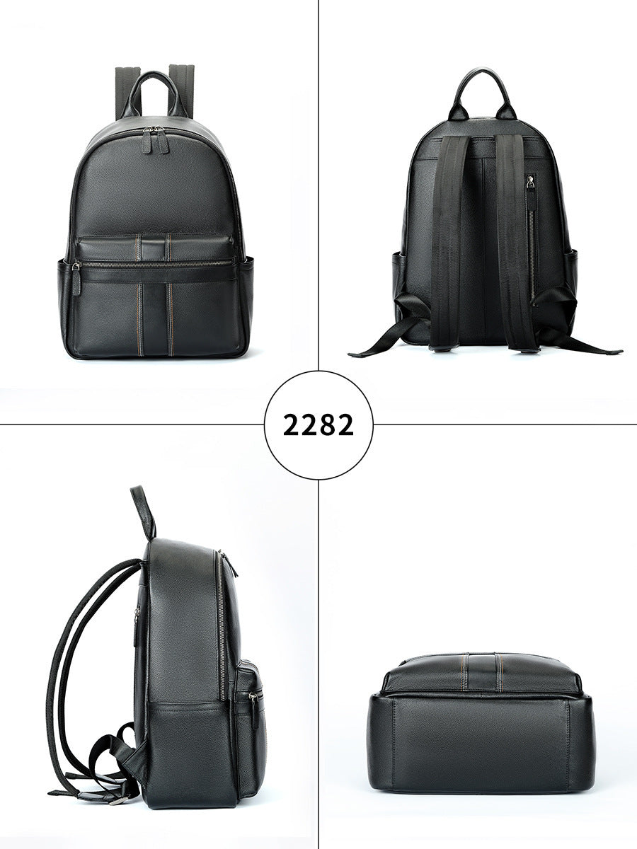 Men's Fashion Casual Large Capacity Top Layer Leather Backpack