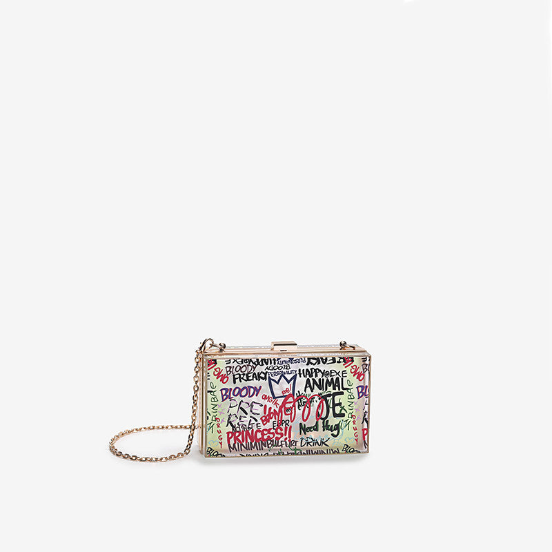 Fashion Graffiti Box Transparent Small Square Bag