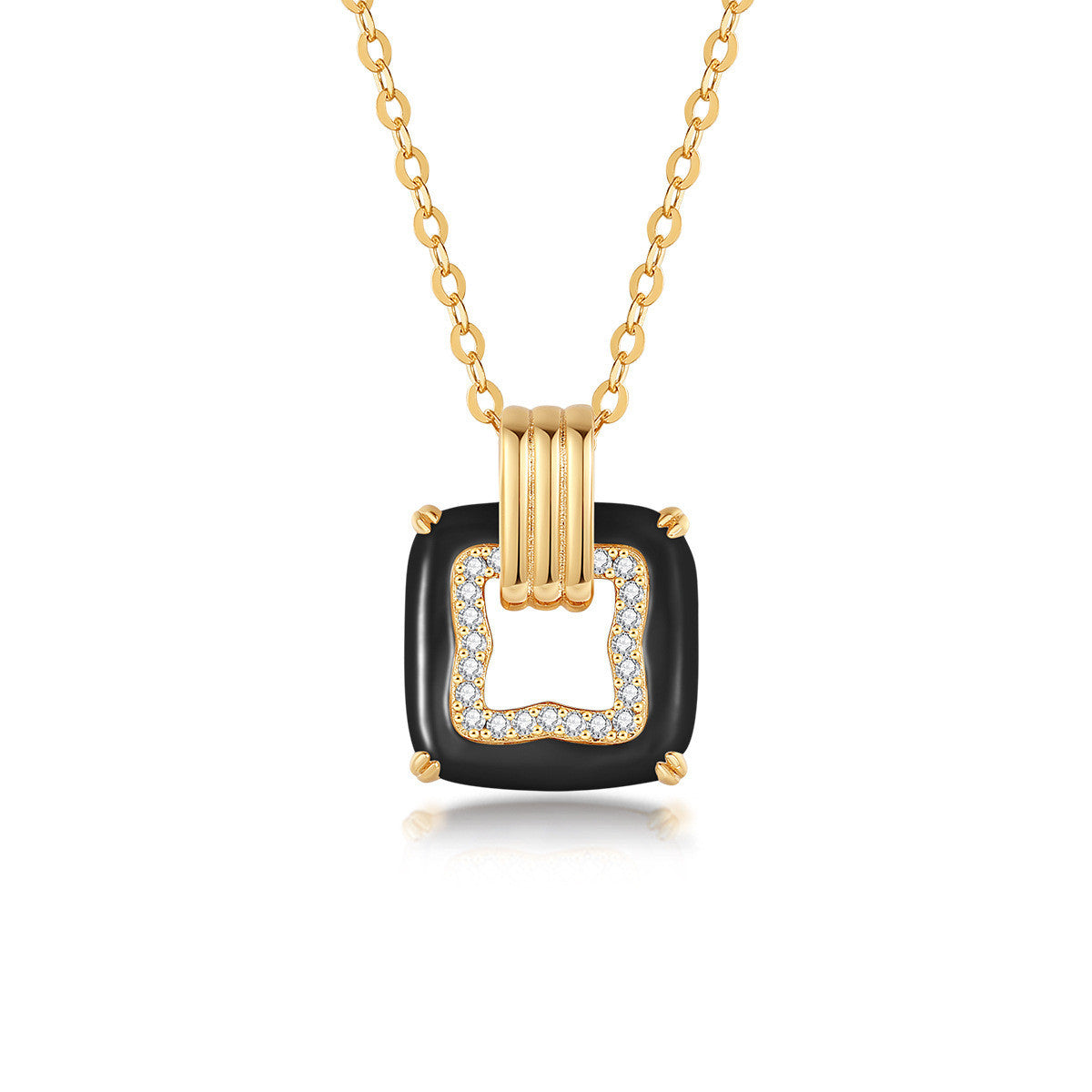 Women's All-match Square Black Agate Fritillary Necklace