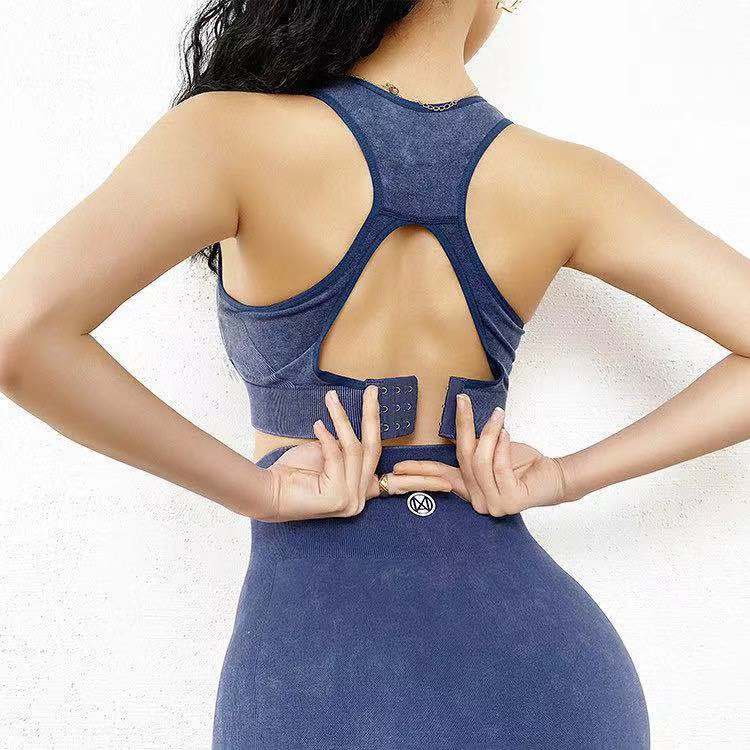 Conjunto de sujetador de yoga y fitness antiflacidez estilo chaleco con diseño estereotipado y resistente a los golpes para correr