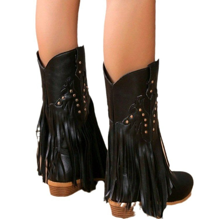 Leisure Western Denim Tassel Special Boots