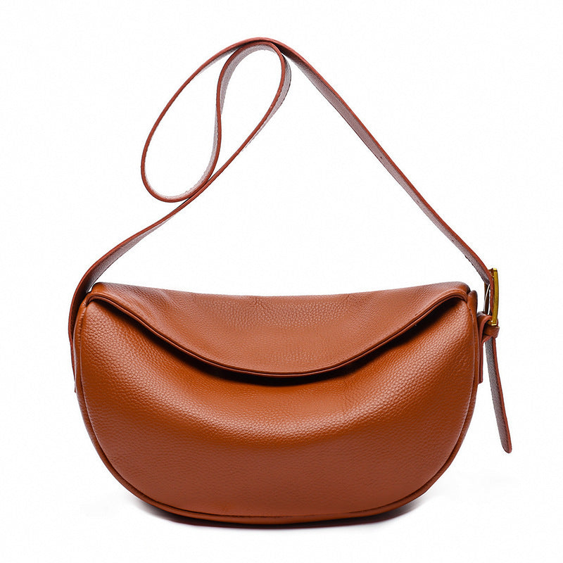 Women's Simple Cowhide Solid Color Retro One Shoulder Messenger Bag