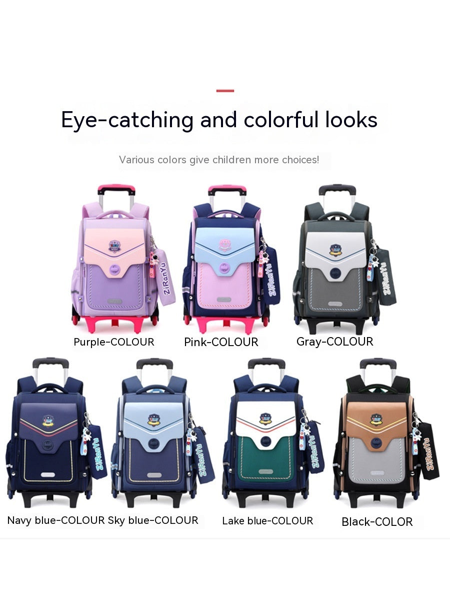 Primary School Student Trolley Schoolbag Detachable Backpack