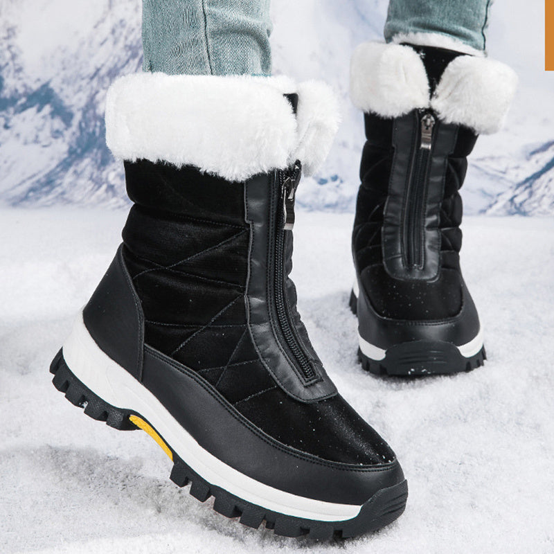 Botas de nieve para mujer, ligeras, con plataforma y cremallera, para el invierno, para mantener el calor, de felpa, para exteriores, de caña alta y gruesa, además de terciopelo