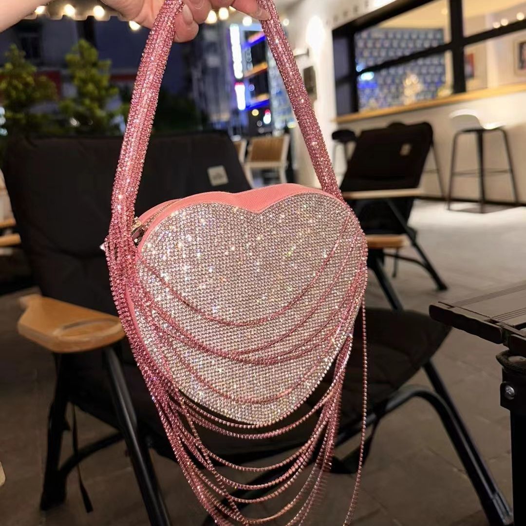 Rhinestone Tassel Chain Love Handbag