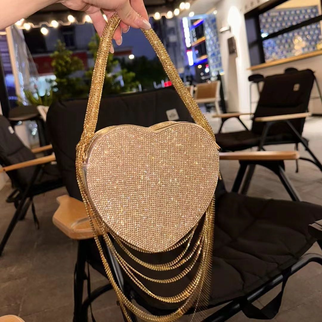 Rhinestone Tassel Chain Love Handbag