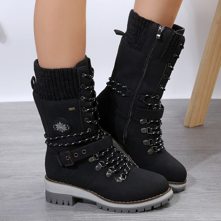 Plus Size Boots Women's Outer Wear Cloth Square Heel Side Zipper