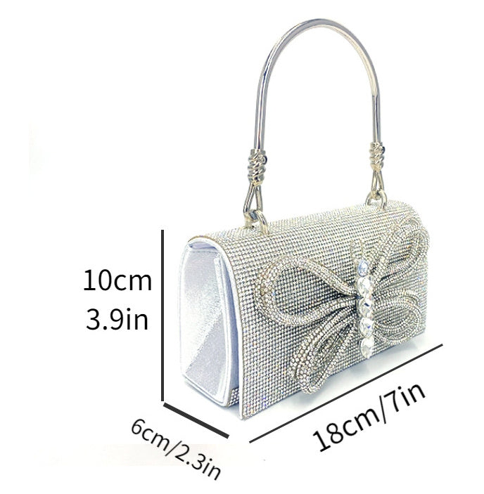 Dinner Dress Garment Butterfly Shiny Diamond Small Square Bag