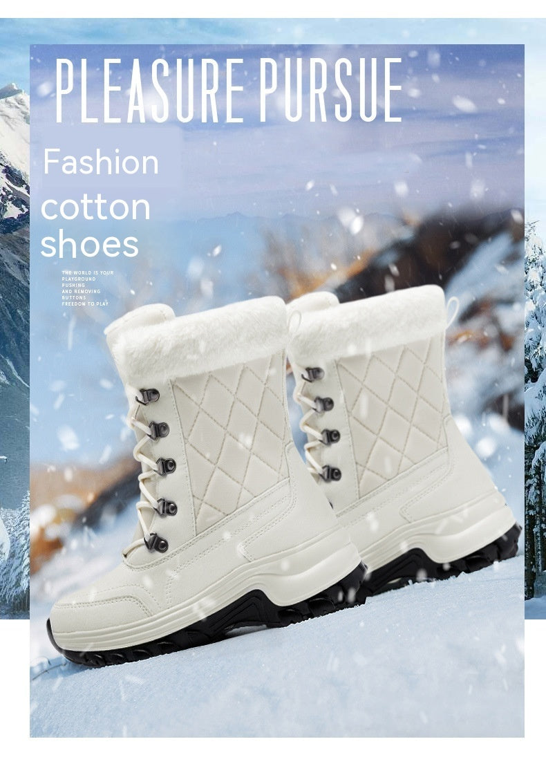 Women's Winter Fashion High-top Warm Fleece-lined Thick And Comfortable Snow Boots