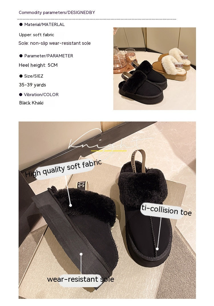 Fur Integrated Platform Snow Boots Toe Cap Non-slip