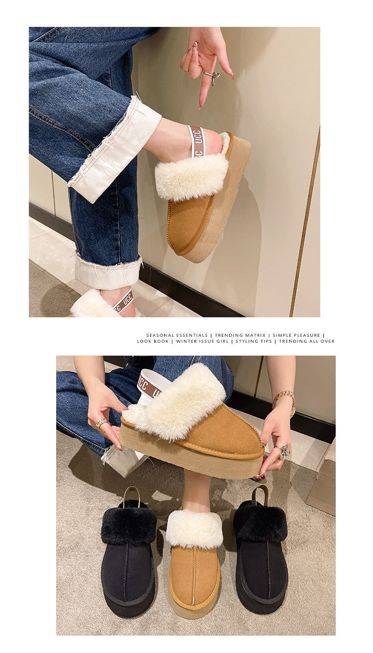 Fur Integrated Platform Snow Boots Toe Cap Non-slip