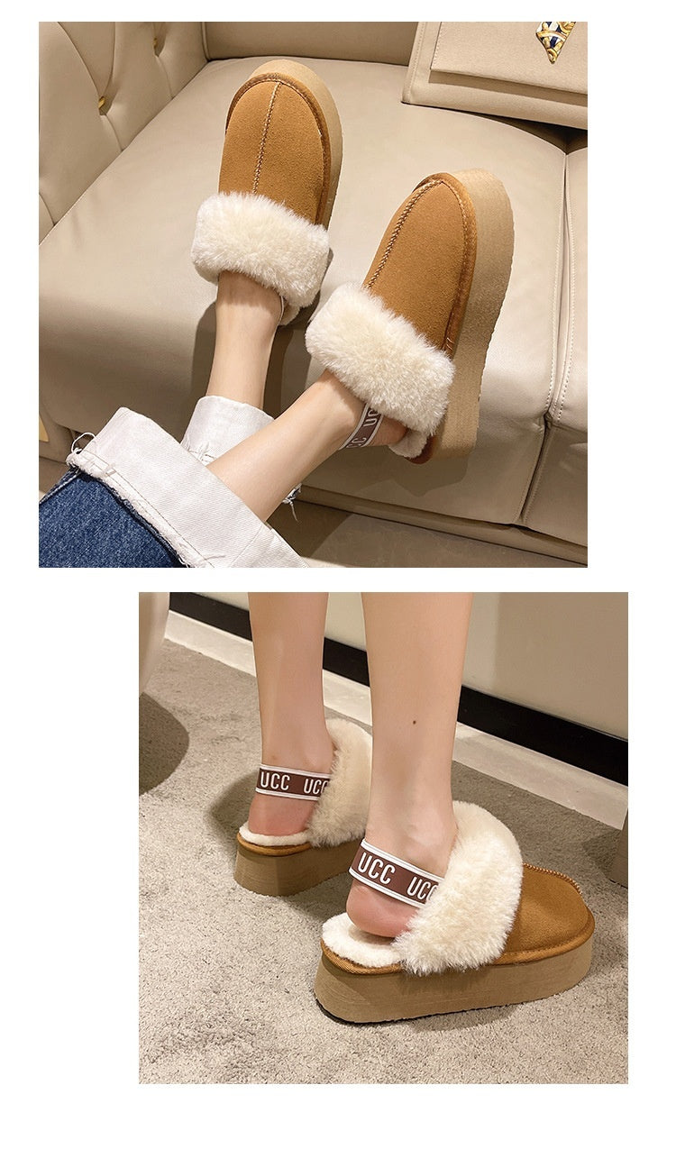 Fur Integrated Platform Snow Boots Toe Cap Non-slip