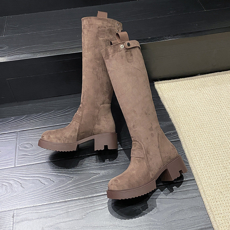 Botas largas de plataforma con tacón grueso y botas de verano para mujer