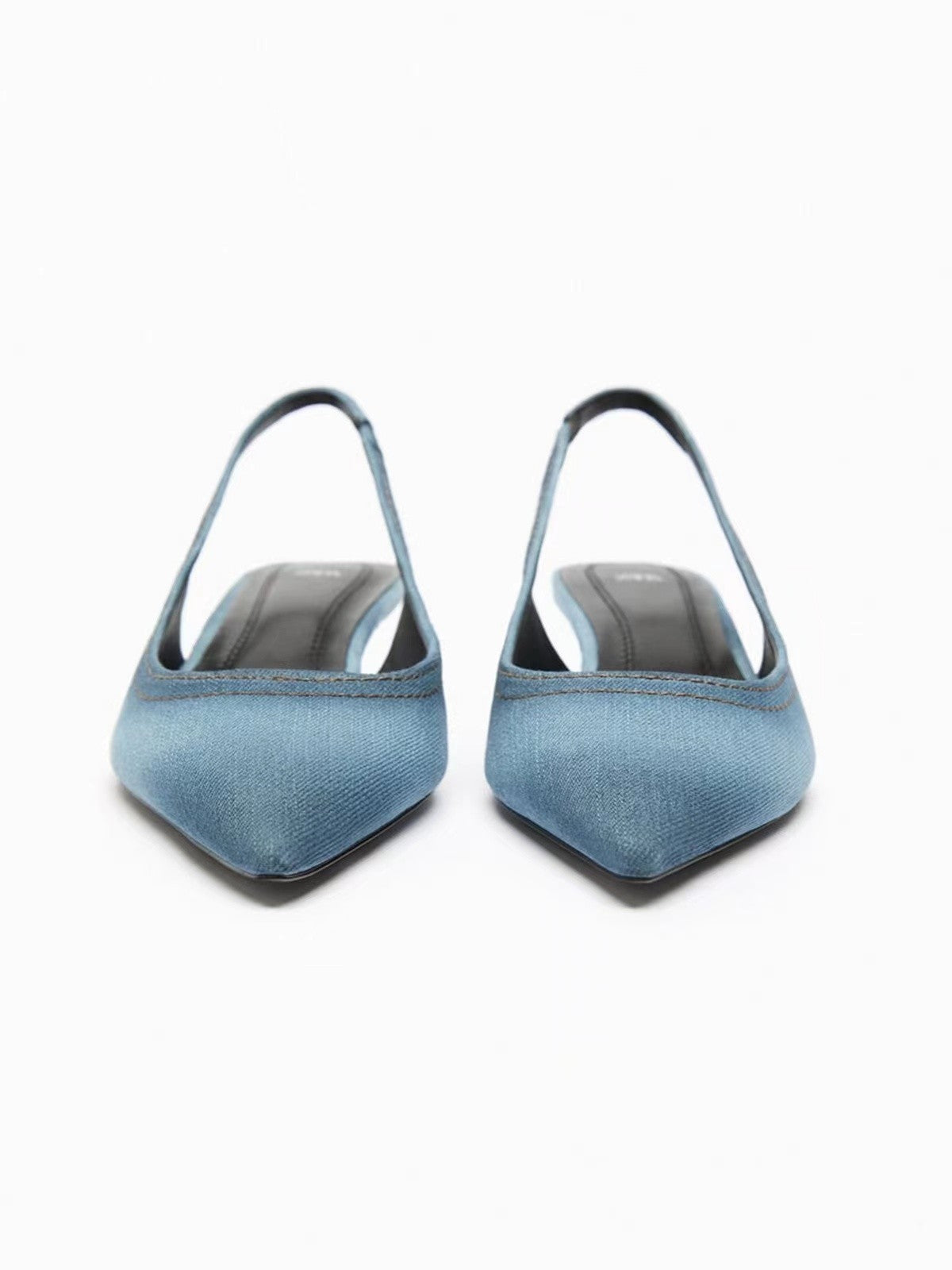 Women's Blue Denim Fabric High Heels