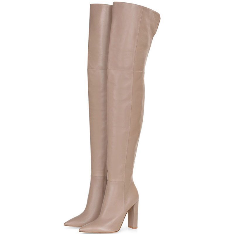 Pointed Snakeskin High Over The Knee Boots Plus Size