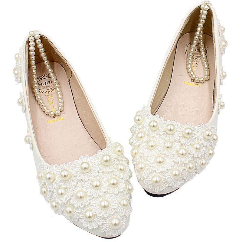 Zapatos planos para vestido de novia blanco para mujer