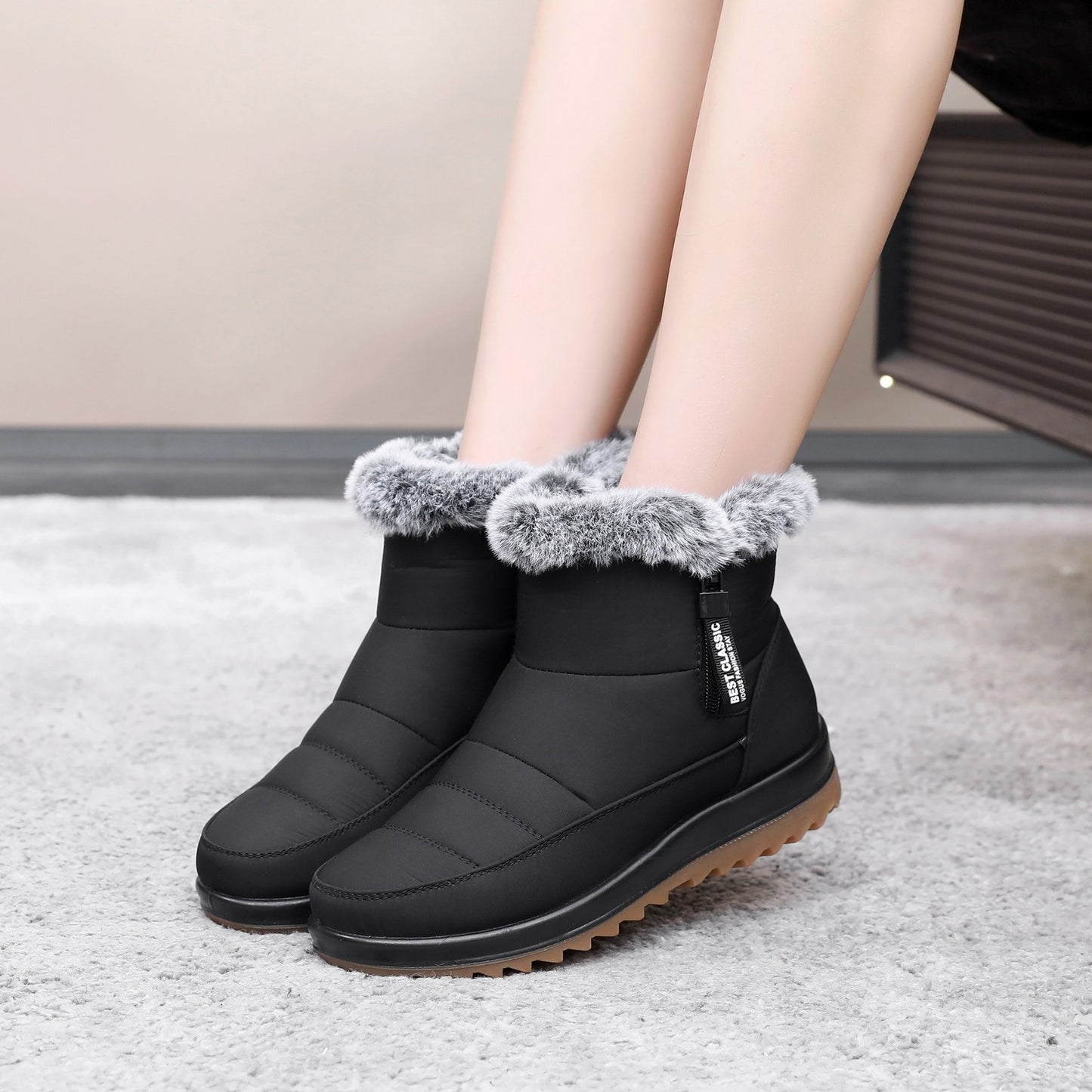 Full Tendon Bottom Non-slip Waterproof Fleece Lined Thickened Thermal Cotton Boots