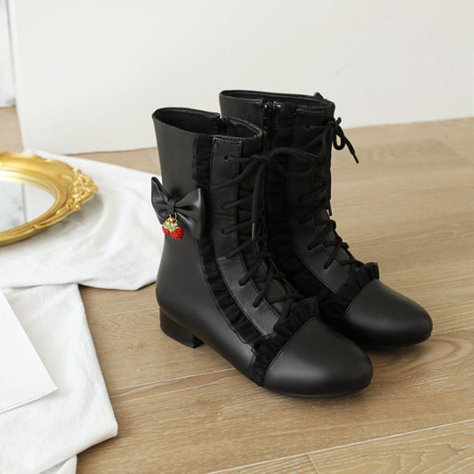 Botas planas con lazo y cordones para mujer Sweet Bow Darling