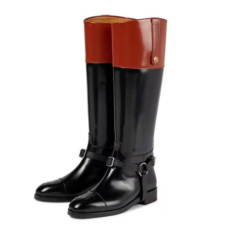 New Round Head Square Low Heel Large Women's Boots