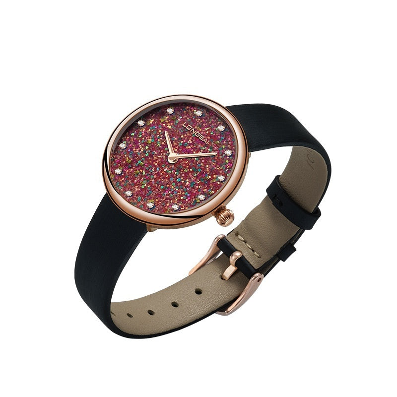 Montre pour femme saphir simple et naturelle avec petit diamant