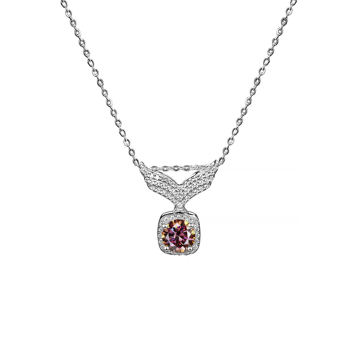 Collier en argent S925 avec ailes d'ange et moissanite