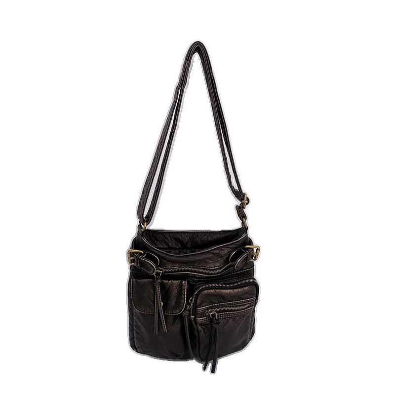 Retro Style Washed Fabric Crossbody Underarm Bag