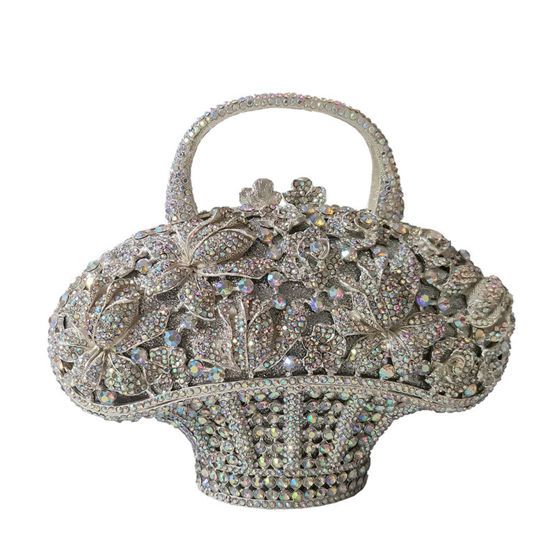 Nuevo bolso de mujer en forma de mini cesta de flores con forma de diamante para banquetes