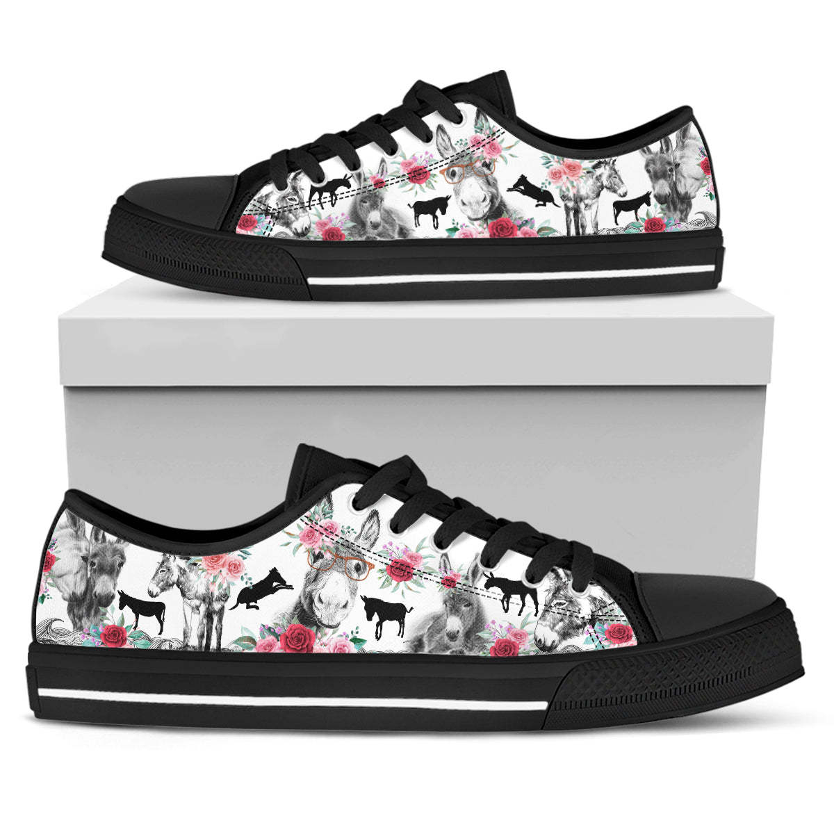 Pattern Low Top Black Soled Canvas Shoes Casual Sneaker