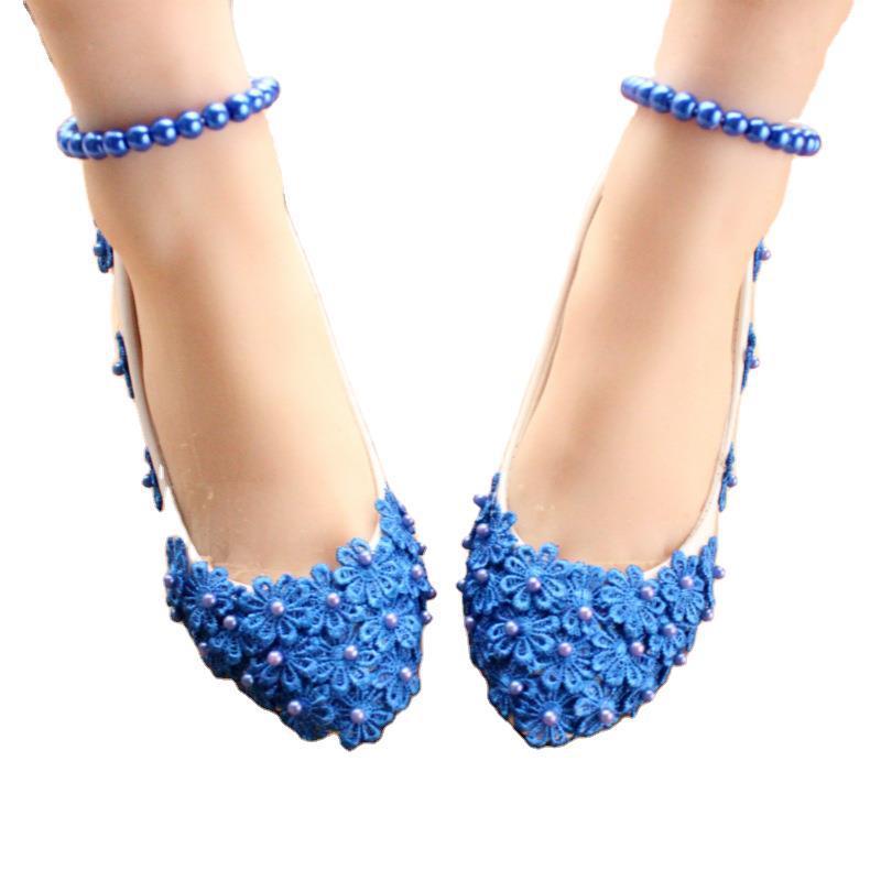 Women's Blue Pearl Anklet High Heels