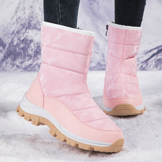 Botas de nieve de invierno para mujer, para exteriores, de caña alta y gruesa, zapatos de terciopelo, botines de plataforma a la moda, zapatos de felpa que mantienen el calor