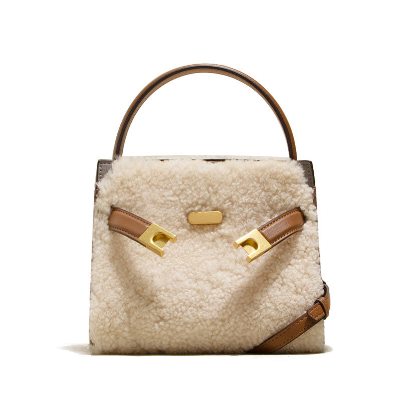 Lamb Wool Bag Autumn And Winter Fashion All-matching Women's Leather Plush Bag