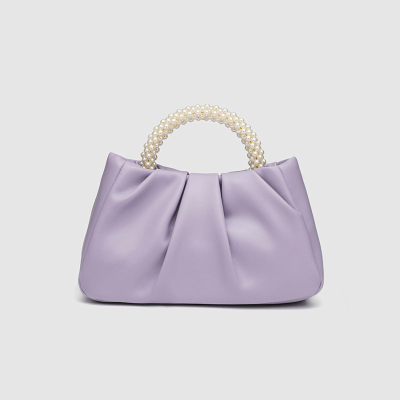 Bolso de mano dulce Maiden Pearl, bolso de mujer a la moda con pliegues, bandolera tipo nube, mini bolso