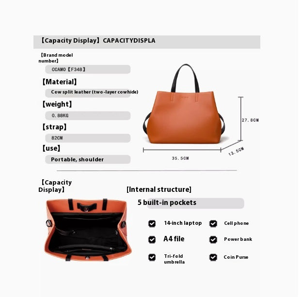 Bolso de hombro informal de gran capacidad y versátil para mujer