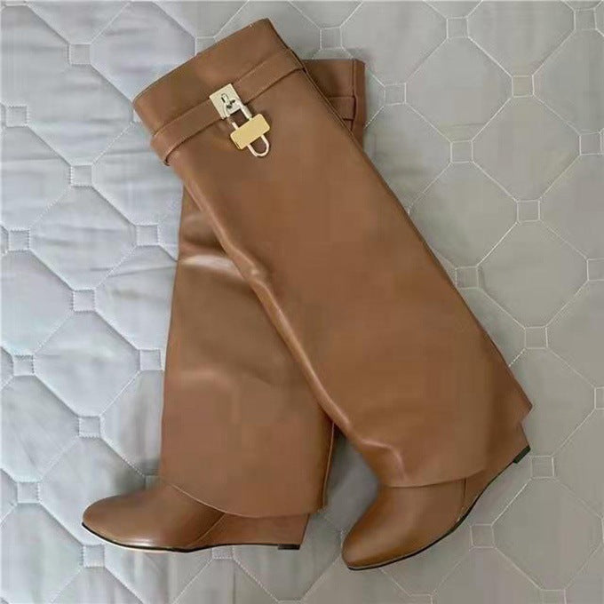 New Wedge Pants Boots Metal Lock Pants Fashion Women Sleeve