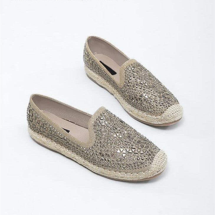 Women's Fashion Simple Sequins Full Diamond Flat Shoes