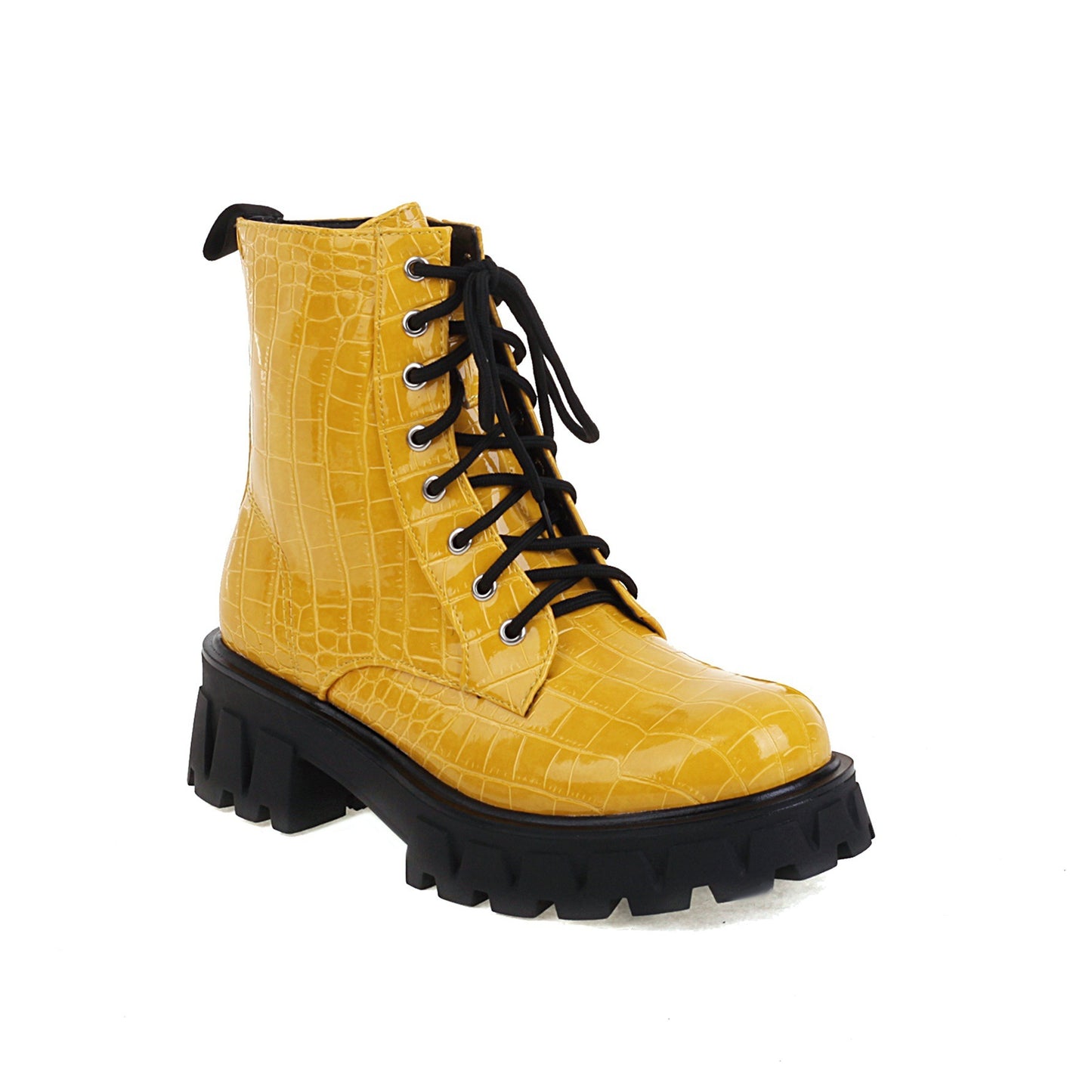 Autumn And Winter Martin Boots Female Bright Leather Lace-up British Wind