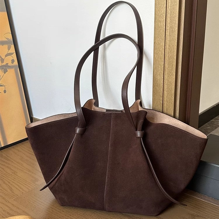 Bolso de hombro para mujer, de gamuza esmerilada, de gran capacidad, bolso de mano portátil