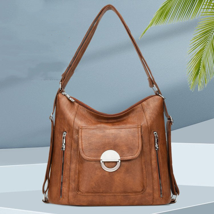 Bolso de hombro de piel lavada de moda para mujer