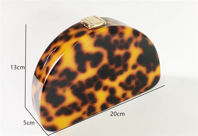 Leopard Print Semicircle Acrylic Clutch Women