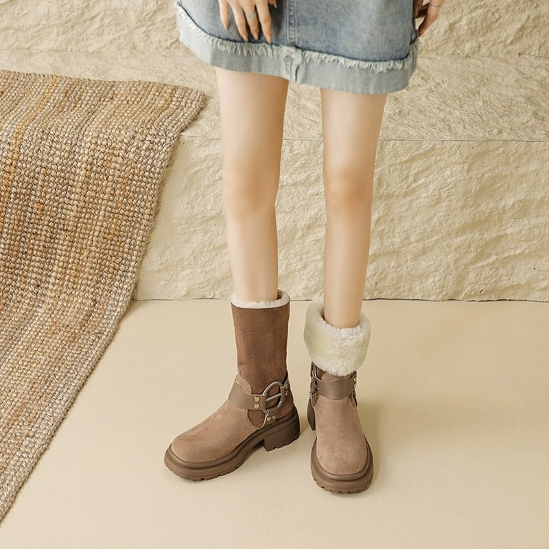 Botas de nieve estilo western con suela gruesa para mujer