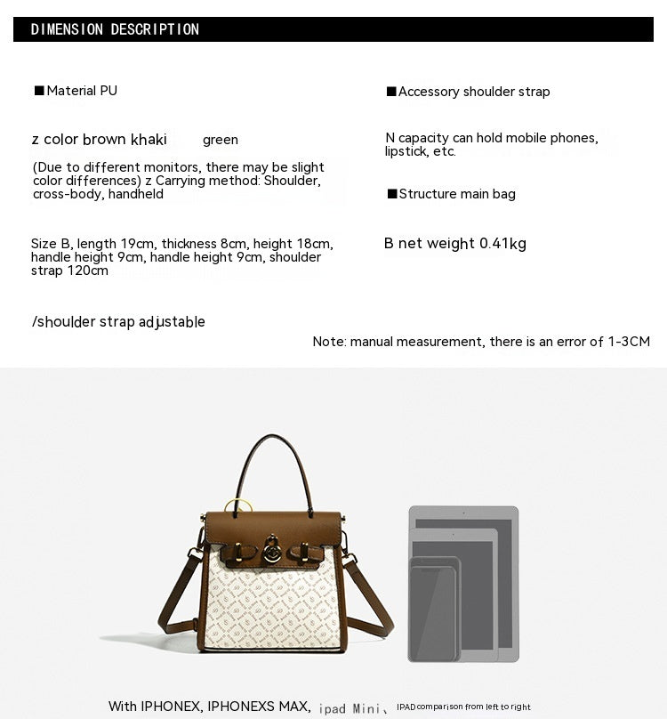 Spring High-grade Fashion Portable Temperament Printed Shoulder Messenger Bag