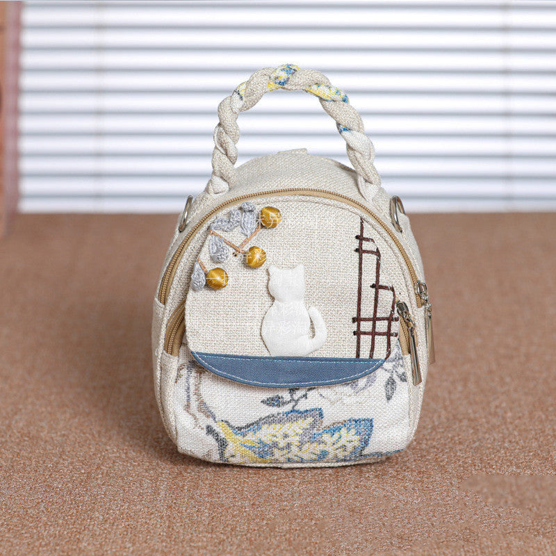 All-matching And Lightweight Handmade Cat Canvas Bag