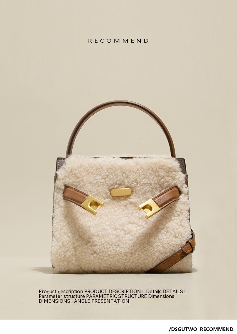 Lamb Wool Bag Autumn And Winter Fashion All-matching Women's Leather Plush Bag