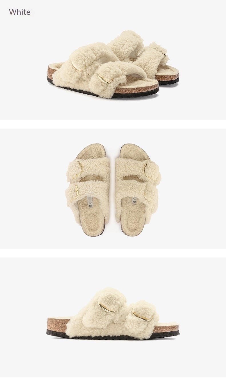 Lazybones' Outdoor Fur Slipper Cotton Cork