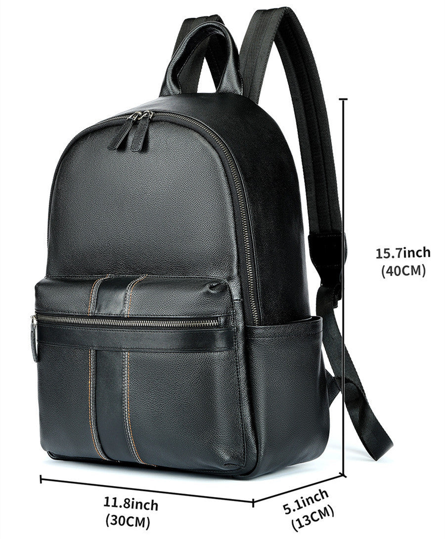 Men's Fashion Casual Large Capacity Top Layer Leather Backpack